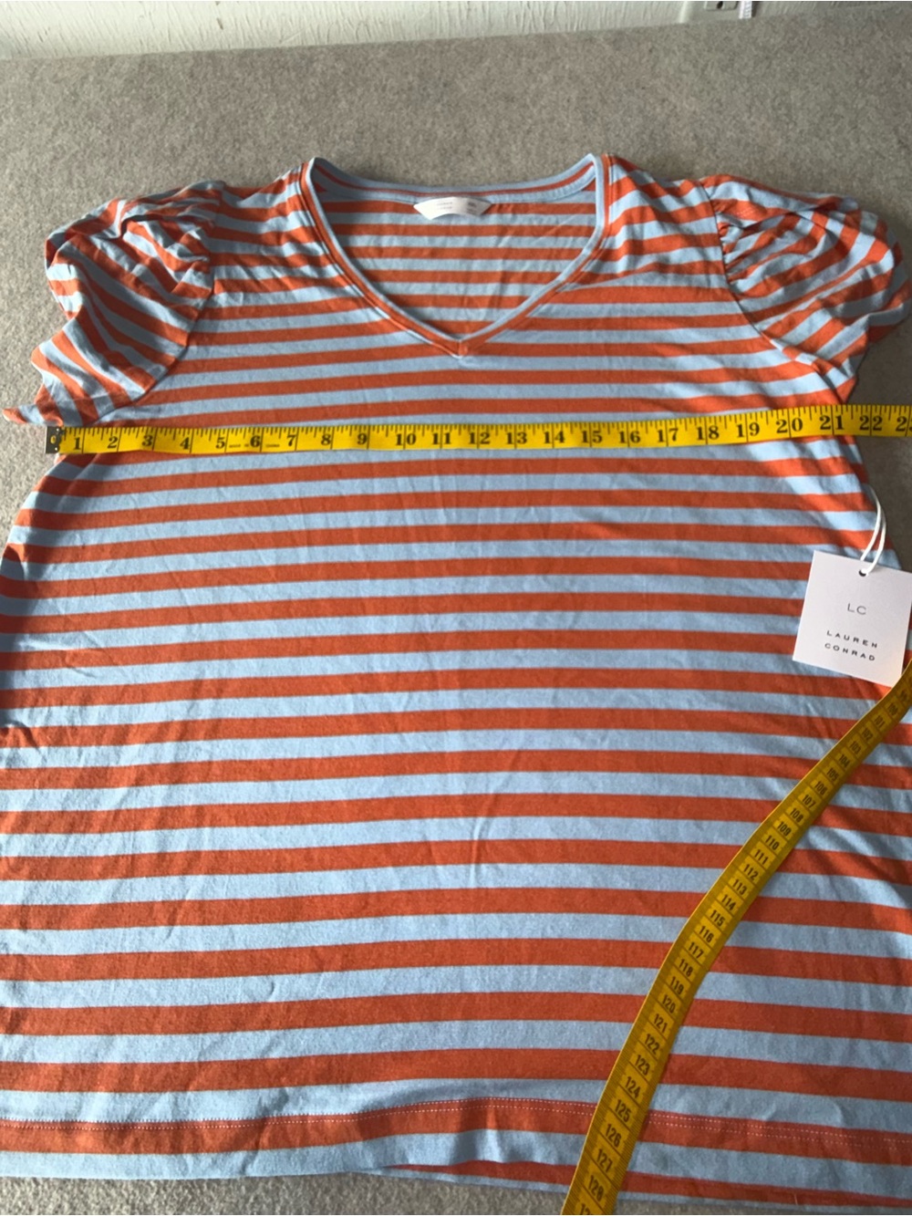 LC Lauren Conrad Orange and White Striped Short Sleeve Tee - Picture 4 of 6